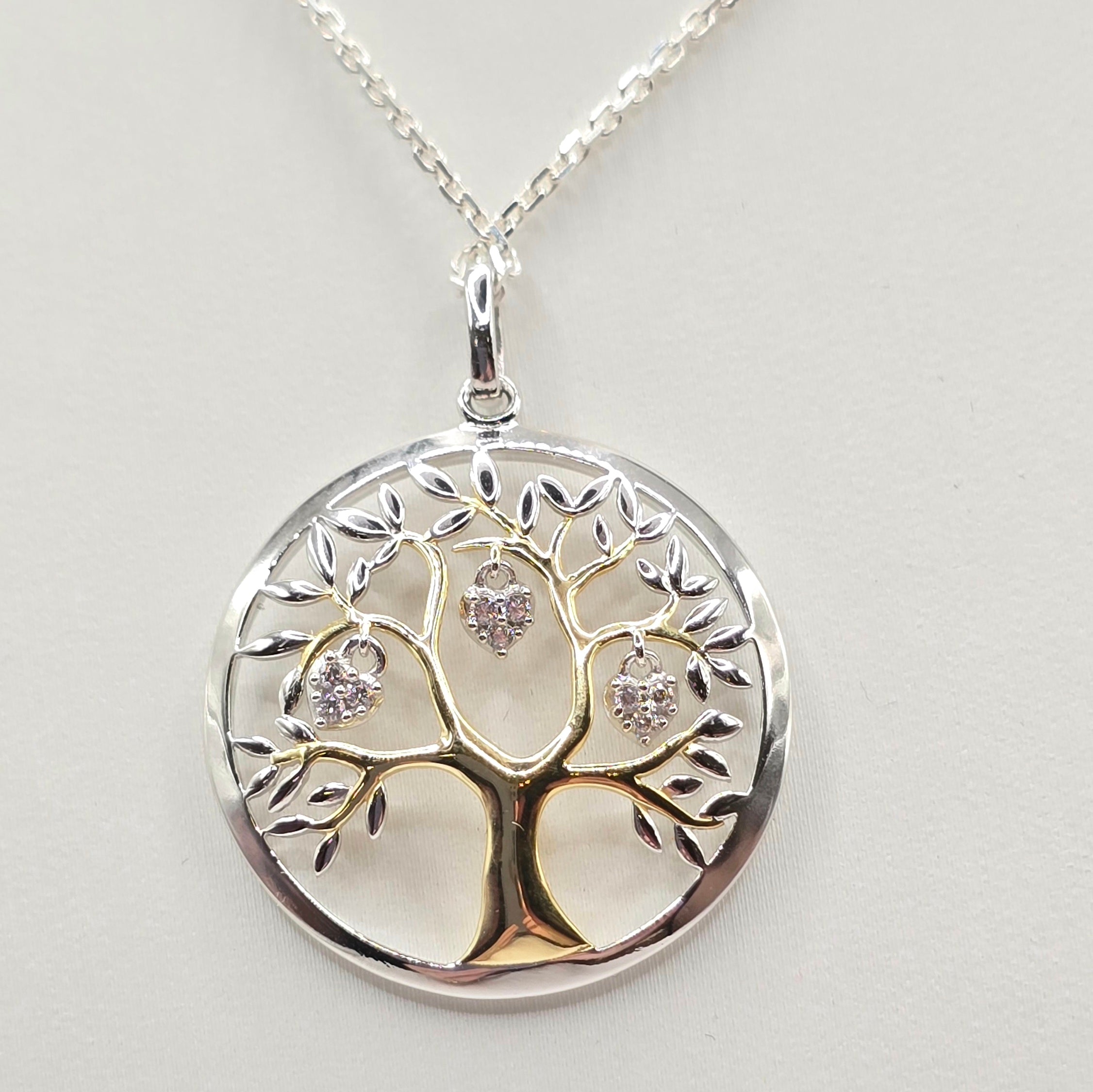 Damen Kette mit Anhänger / Albero della Vita - Luce / 925er Silber tlw. vergoldet / Lebensbaum