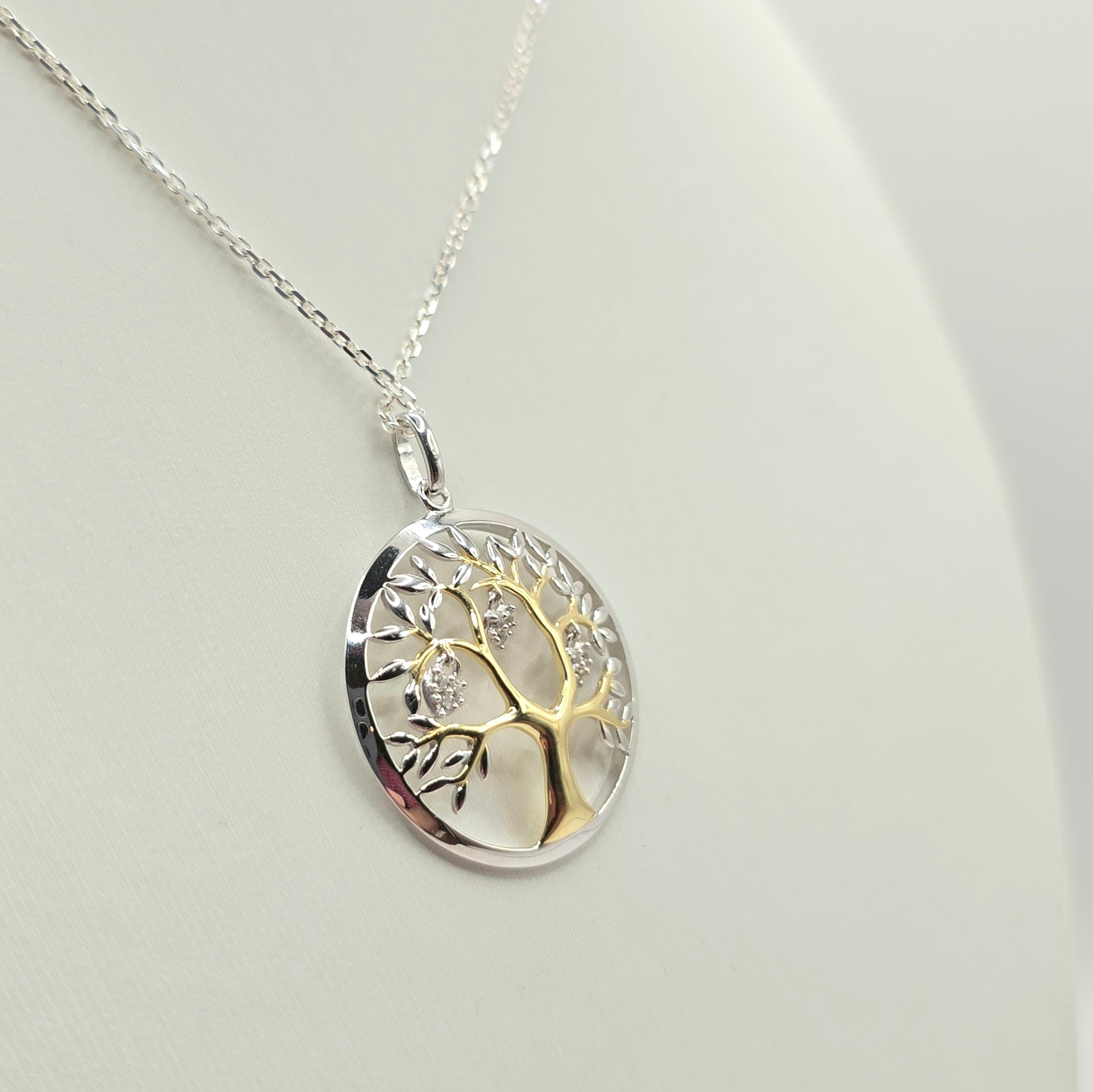 Damen Kette mit Anhänger / Albero della Vita - Luce / 925er Silber tlw. vergoldet / Lebensbaum
