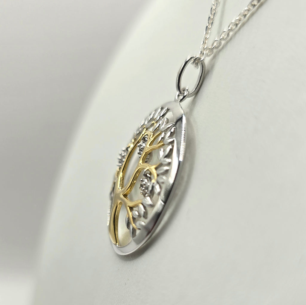 Damen Kette mit Anhänger / Albero della Vita - Luce / 925er Silber tlw. vergoldet / Lebensbaum