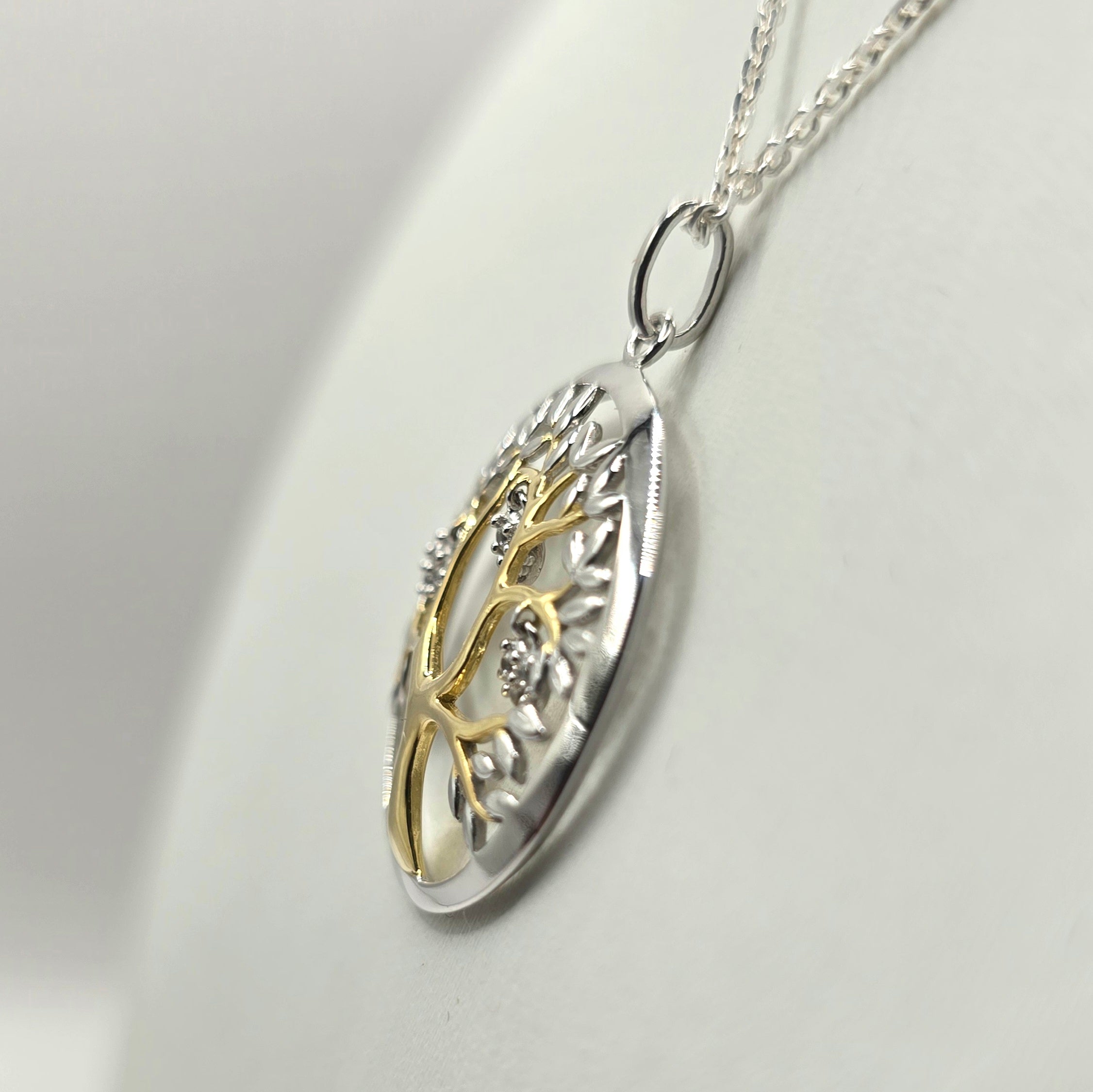 Damen Kette mit Anhänger / Albero della Vita - Luce / 925er Silber tlw. vergoldet / Lebensbaum