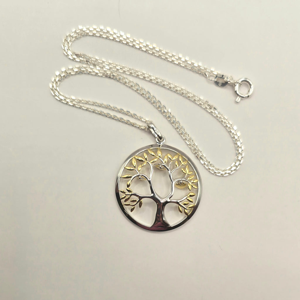 Damen Kette mit Anhänger / Albero della Vita - Amore / 925er Silber tlw. vergoldet / Lebensbaum