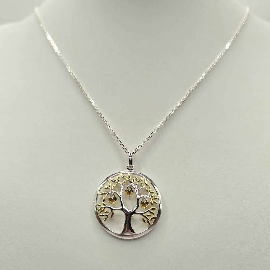 Damen Kette mit Anhänger / Albero della Vita - Amore / 925er Silber tlw. vergoldet / Lebensbaum