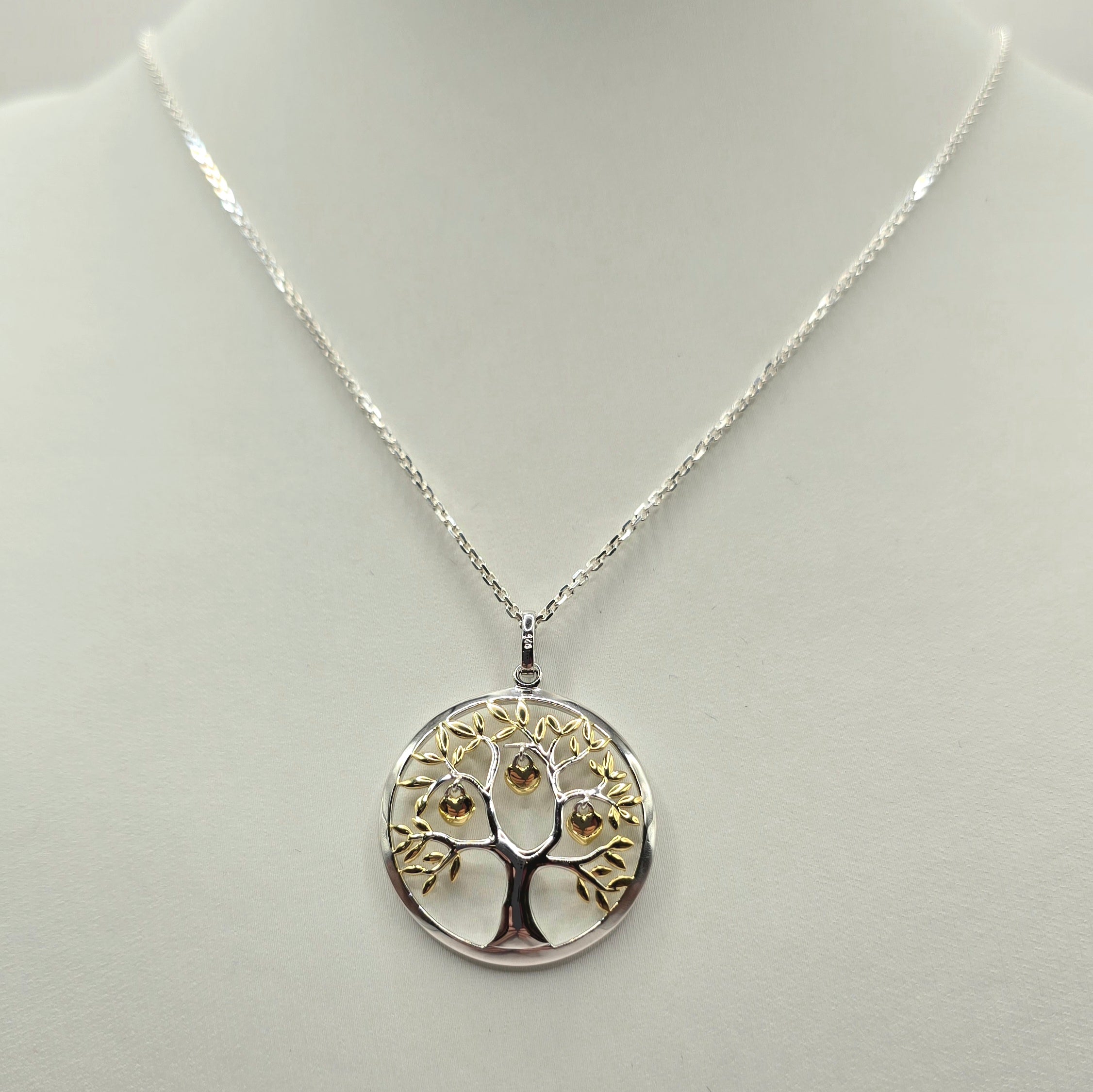 Damen Kette mit Anhänger / Albero della Vita - Amore / 925er Silber tlw. vergoldet / Lebensbaum