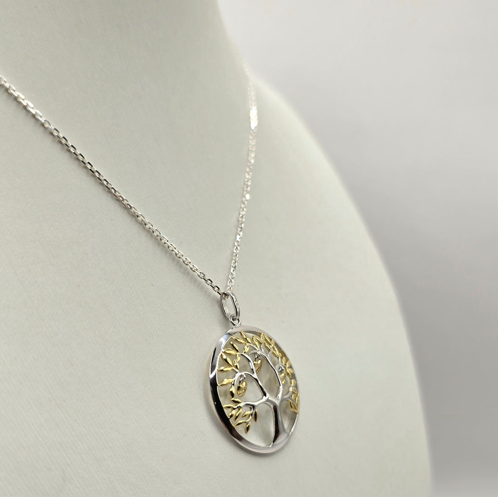 Damen Kette mit Anhänger / Albero della Vita - Amore / 925er Silber tlw. vergoldet / Lebensbaum