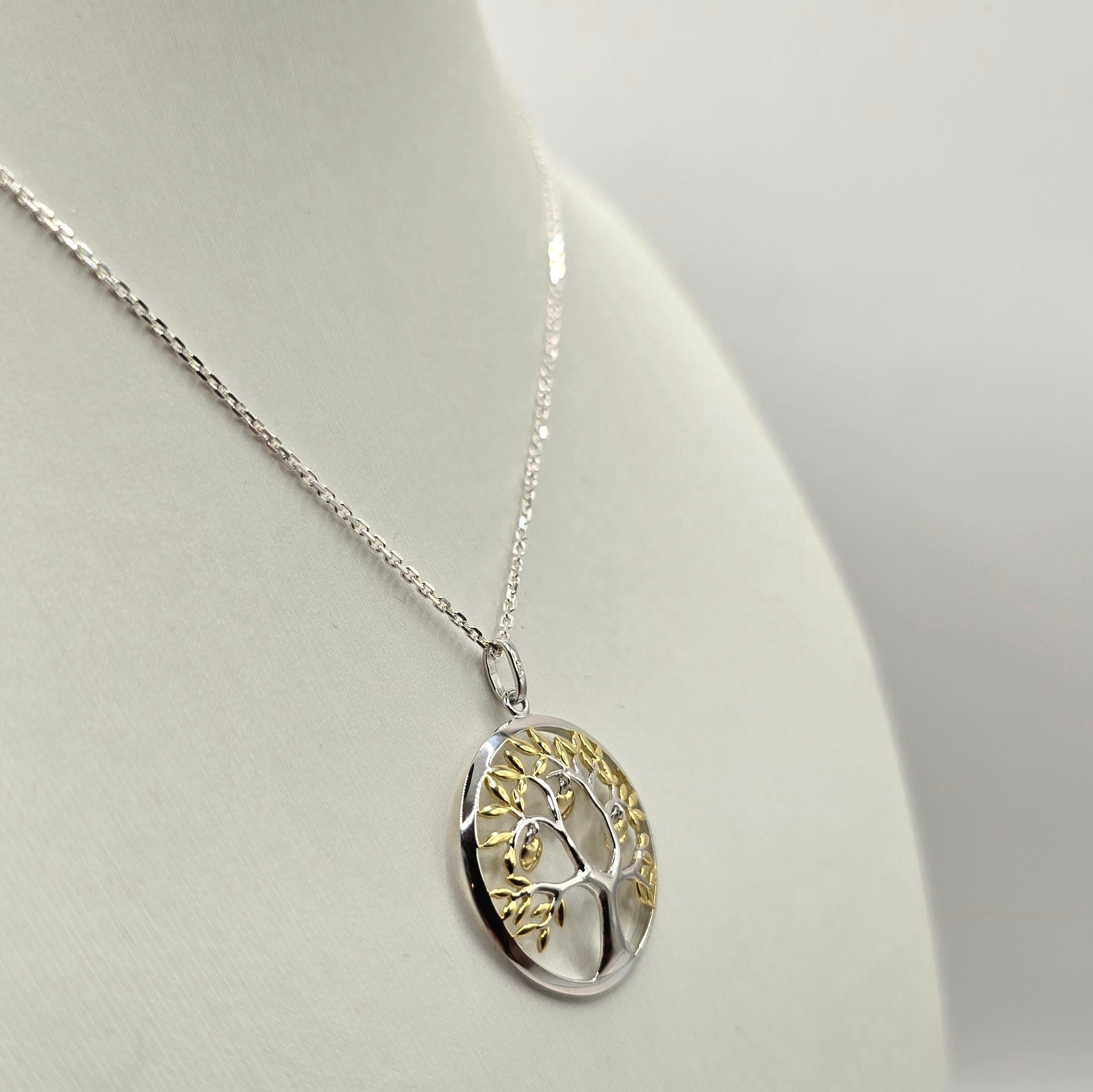 Damen Kette mit Anhänger / Albero della Vita - Amore / 925er Silber tlw. vergoldet / Lebensbaum