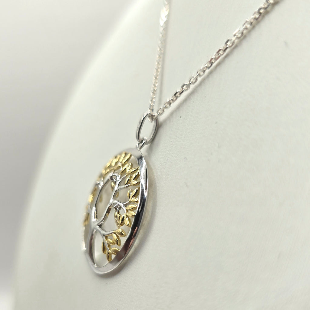 Damen Kette mit Anhänger / Albero della Vita - Amore / 925er Silber tlw. vergoldet / Lebensbaum