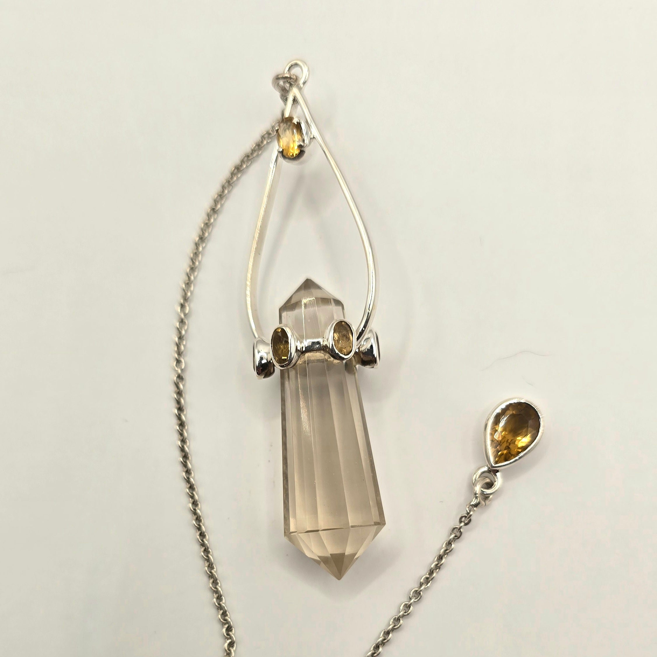 Designer Pendel / Linea Pura / Echte Kristalle / Vogelschliff / 925er Silber / Unikat