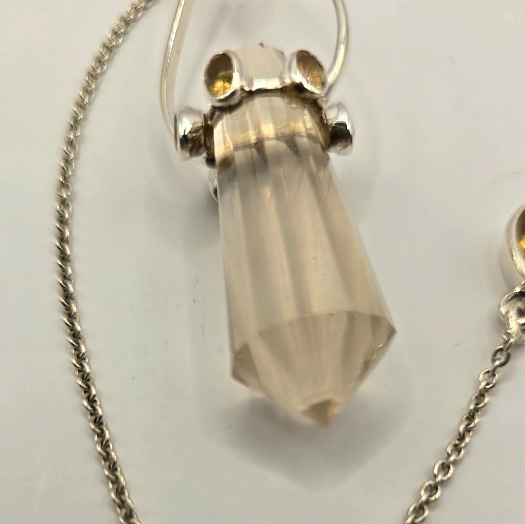 Designer Pendel / Linea Pura / Echte Kristalle / Vogelschliff / 925er Silber / Unikat