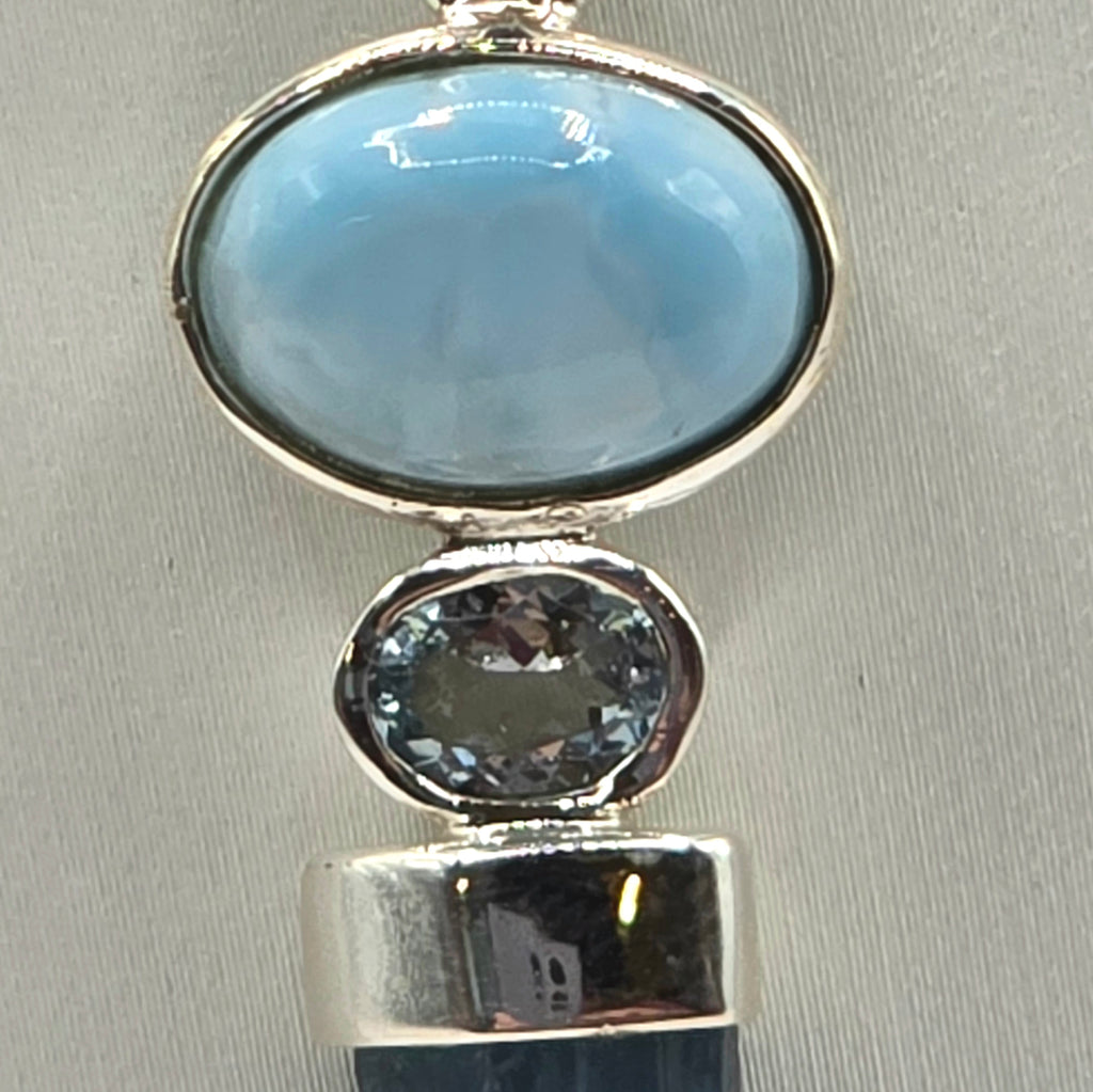 Damen Anhänger / Aqua Serena / 925er Silber / Aquamarin + Larimar / Unikat
