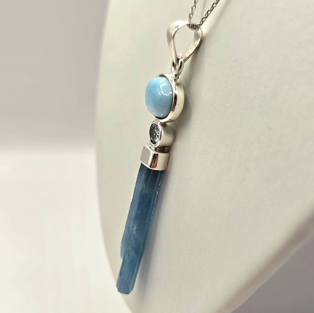 Damen Anhänger / Aqua Serena / 925er Silber / Aquamarin + Larimar / Unikat