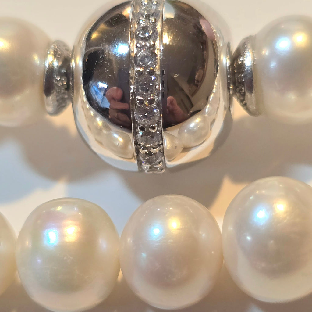 Damen Collier / Perla Prima / 925er Silber / Süßwasserperle + Zirkonia / Edel + feminin