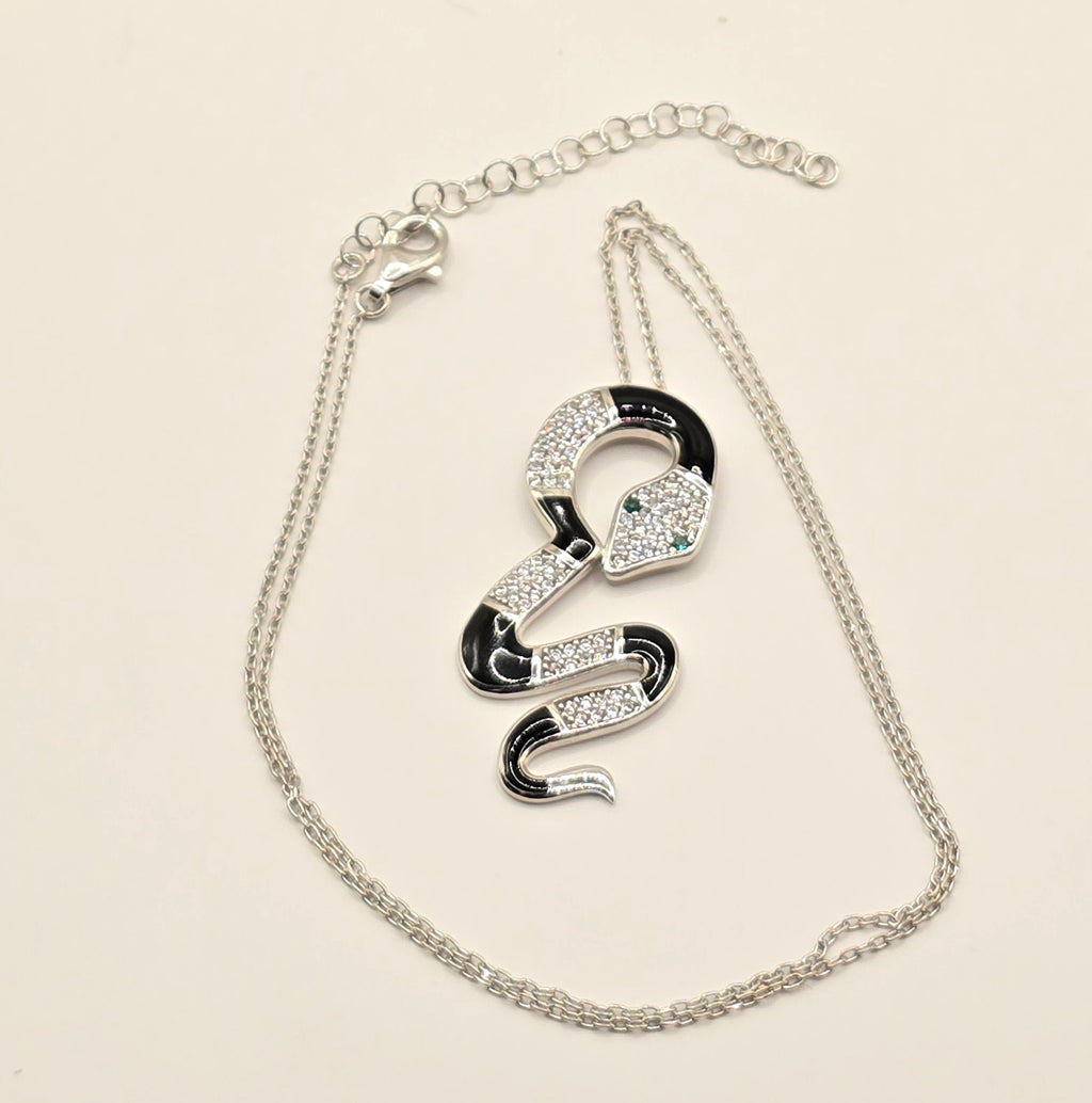 Damen Kette Schlange / Serpente D'argento / 925er Silber / Zirkonia / Mystisch edel