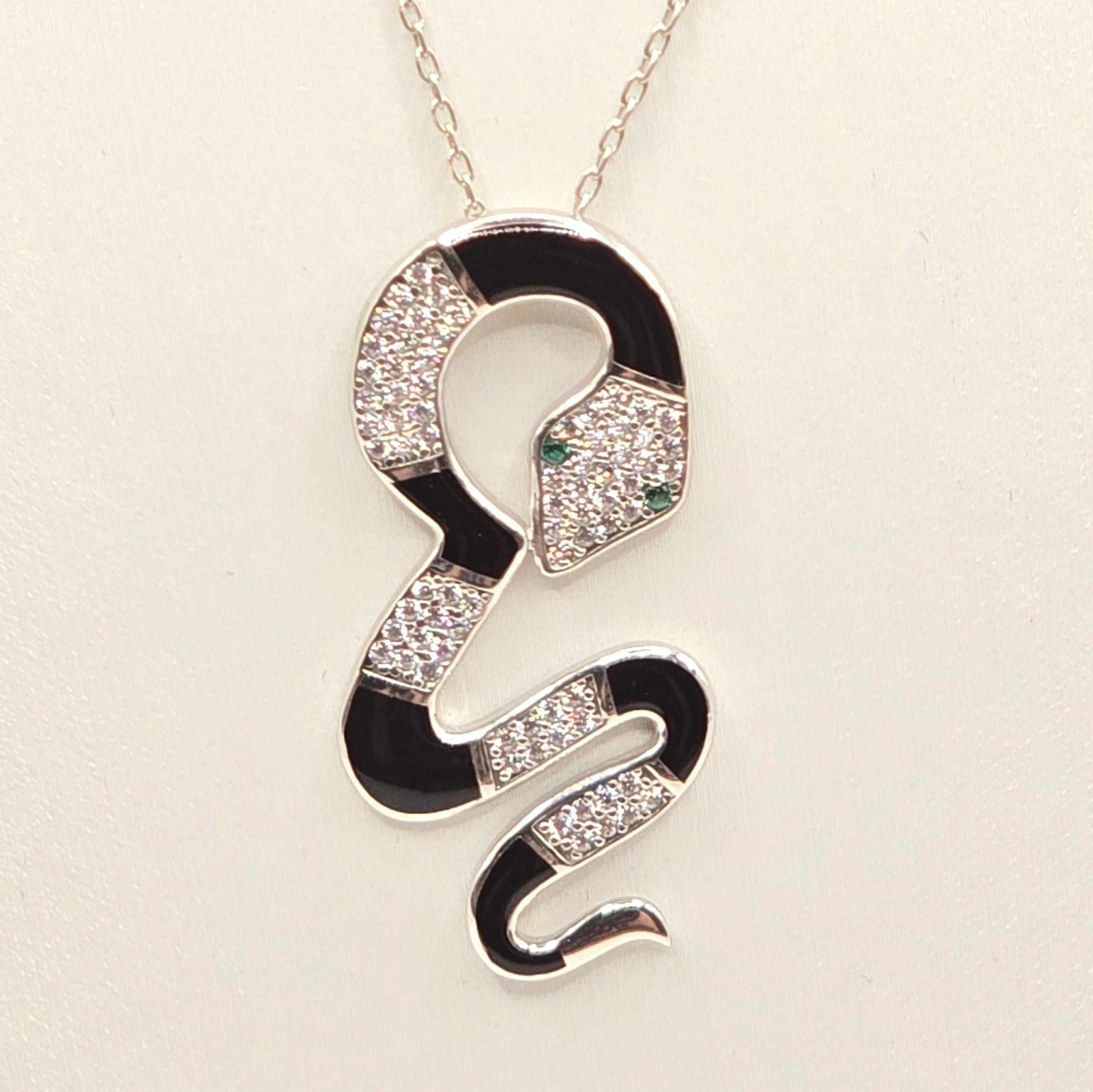 Damen Kette Schlange / Serpente D'argento / 925er Silber / Zirkonia / Mystisch edel