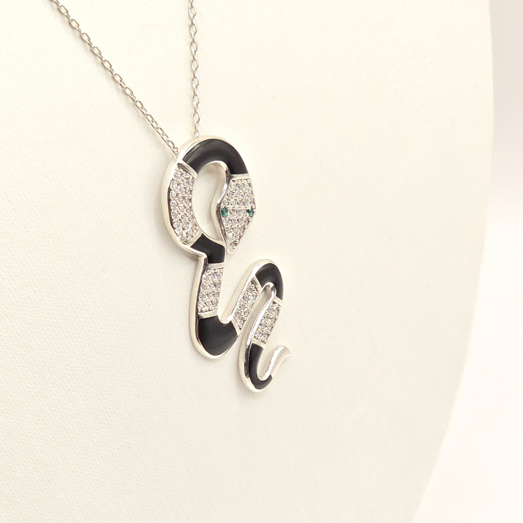 Damen Kette Schlange / Serpente D'argento / 925er Silber / Zirkonia / Mystisch edel