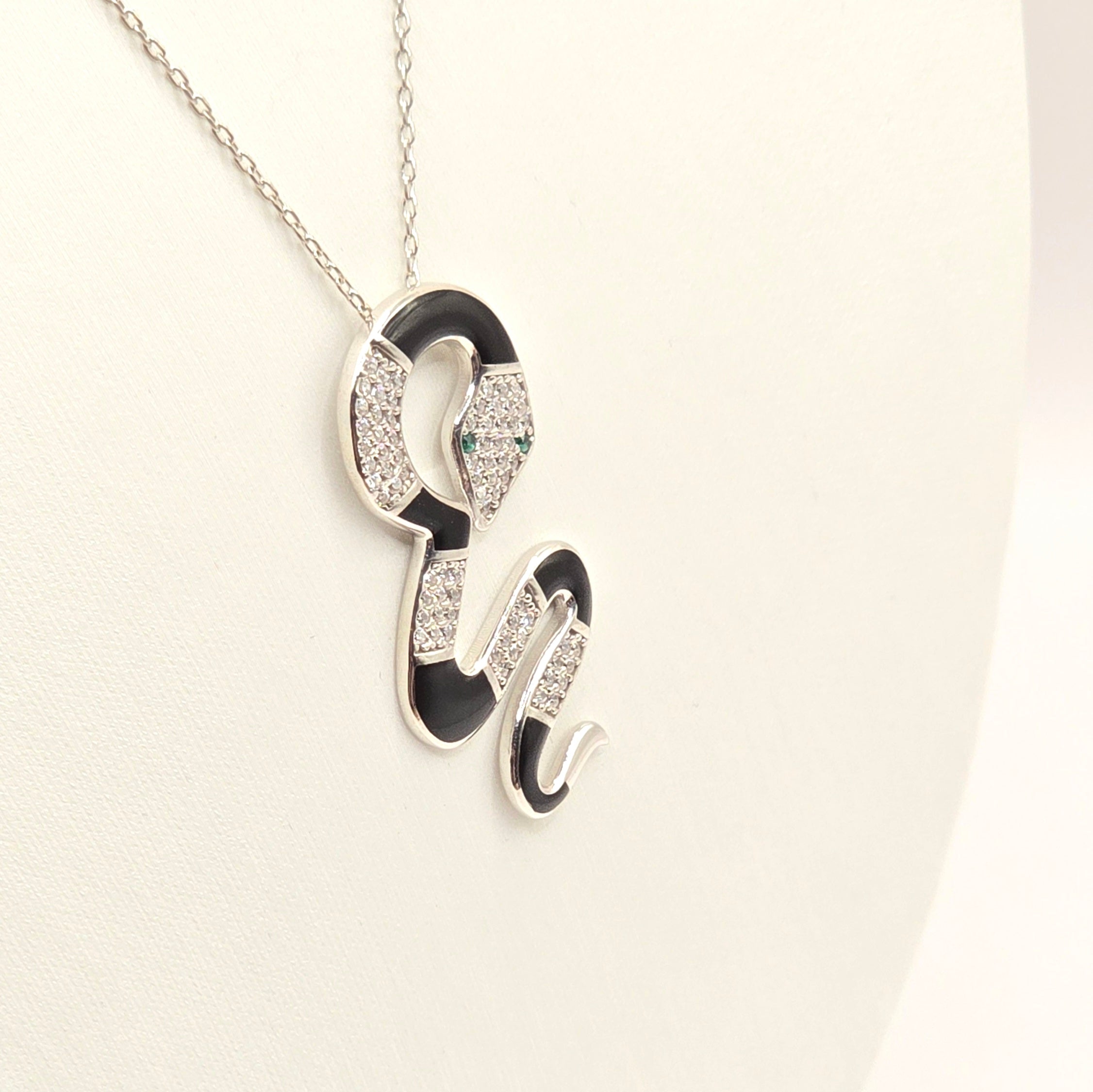 Damen Kette Schlange / Serpente D'argento / 925er Silber / Zirkonia / Mystisch edel