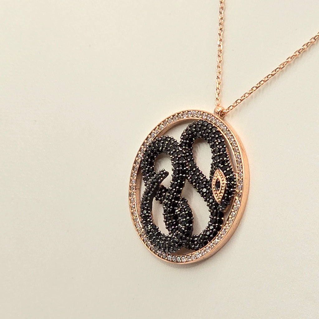 Damen Kette Schlange / Serpente Nero  / 925er Silber rosévergoldet / Zirkonia / Mystisch elegant