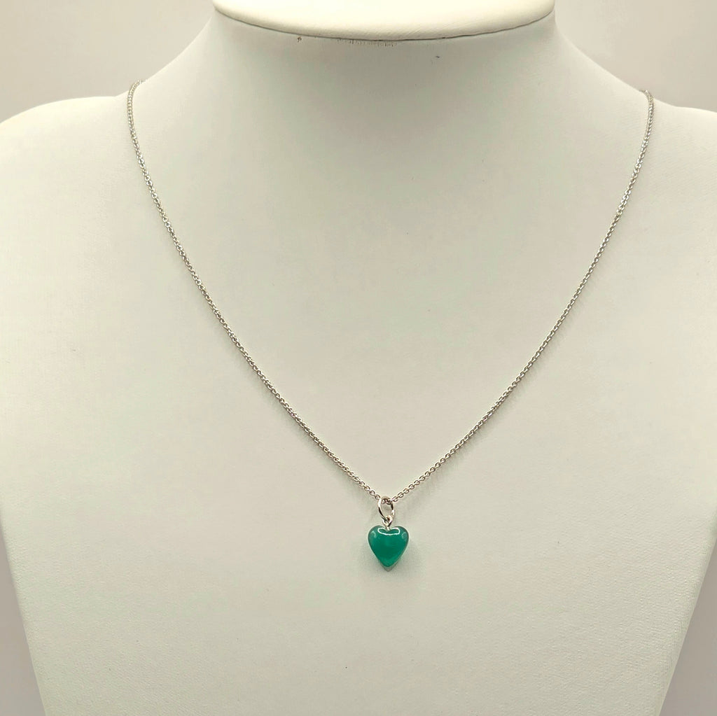 Damen Kette mit Herzanhänger / 925er Silber / Chalzedon / edel feminin