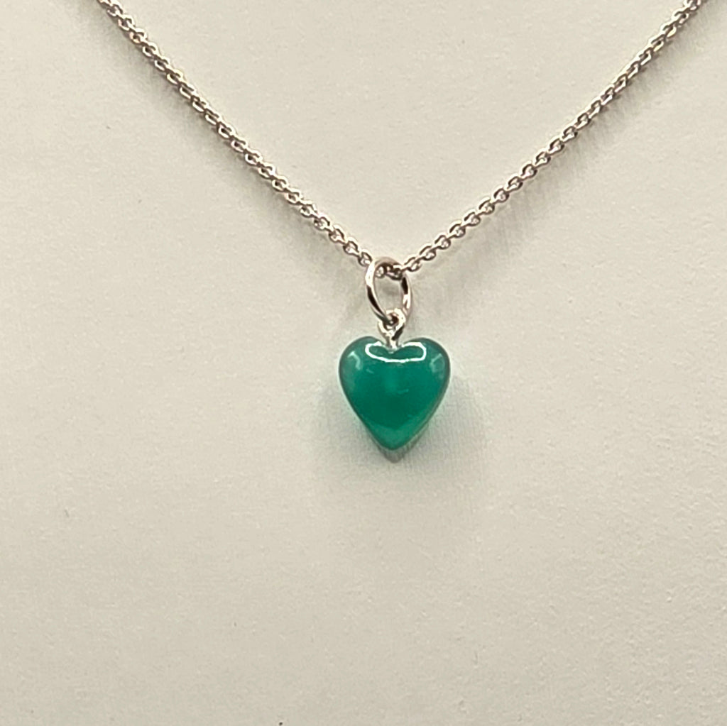 Damen Kette mit Herzanhänger / 925er Silber / Chalzedon / edel feminin