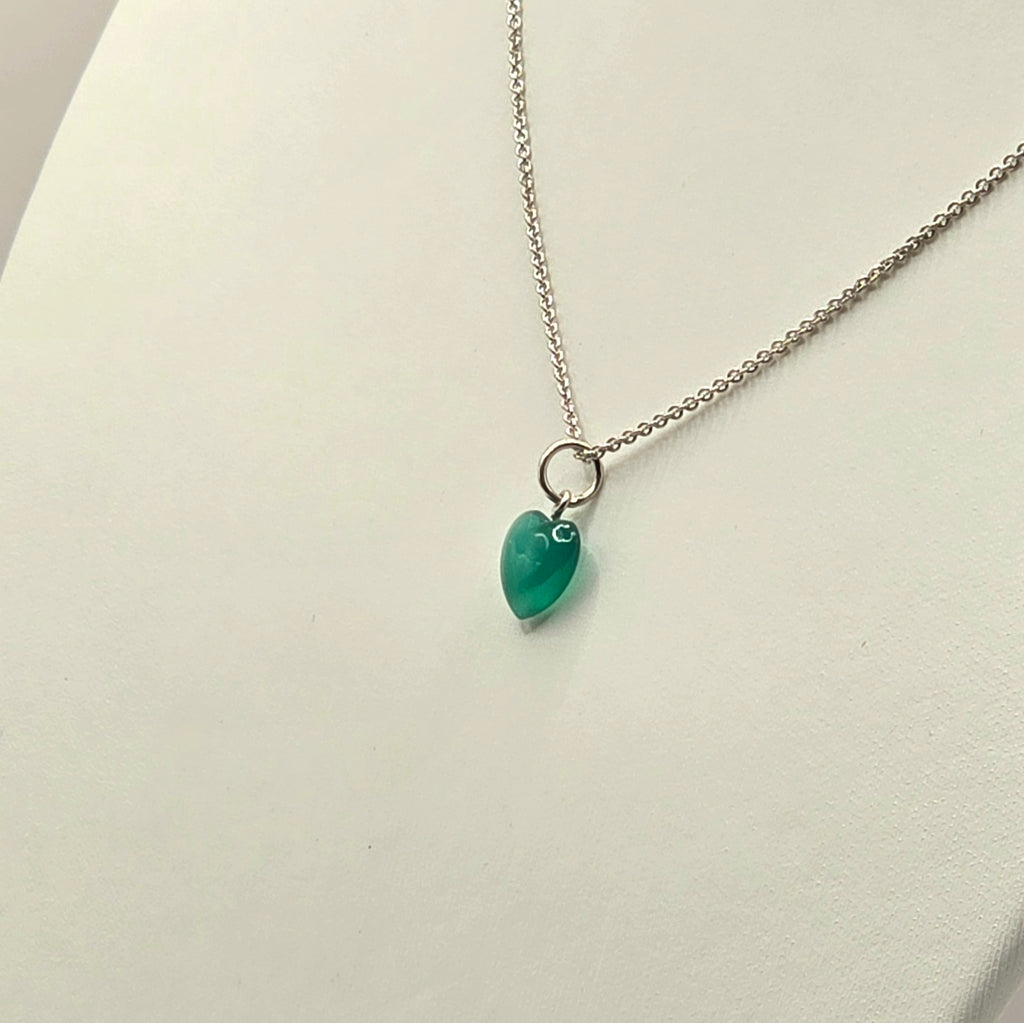 Damen Kette mit Herzanhänger / 925er Silber / Chalzedon / edel feminin