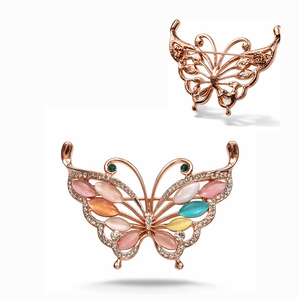 Brosche / Metamorfosi / rosévergoldet / Katzenauge / Filigran und Leicht