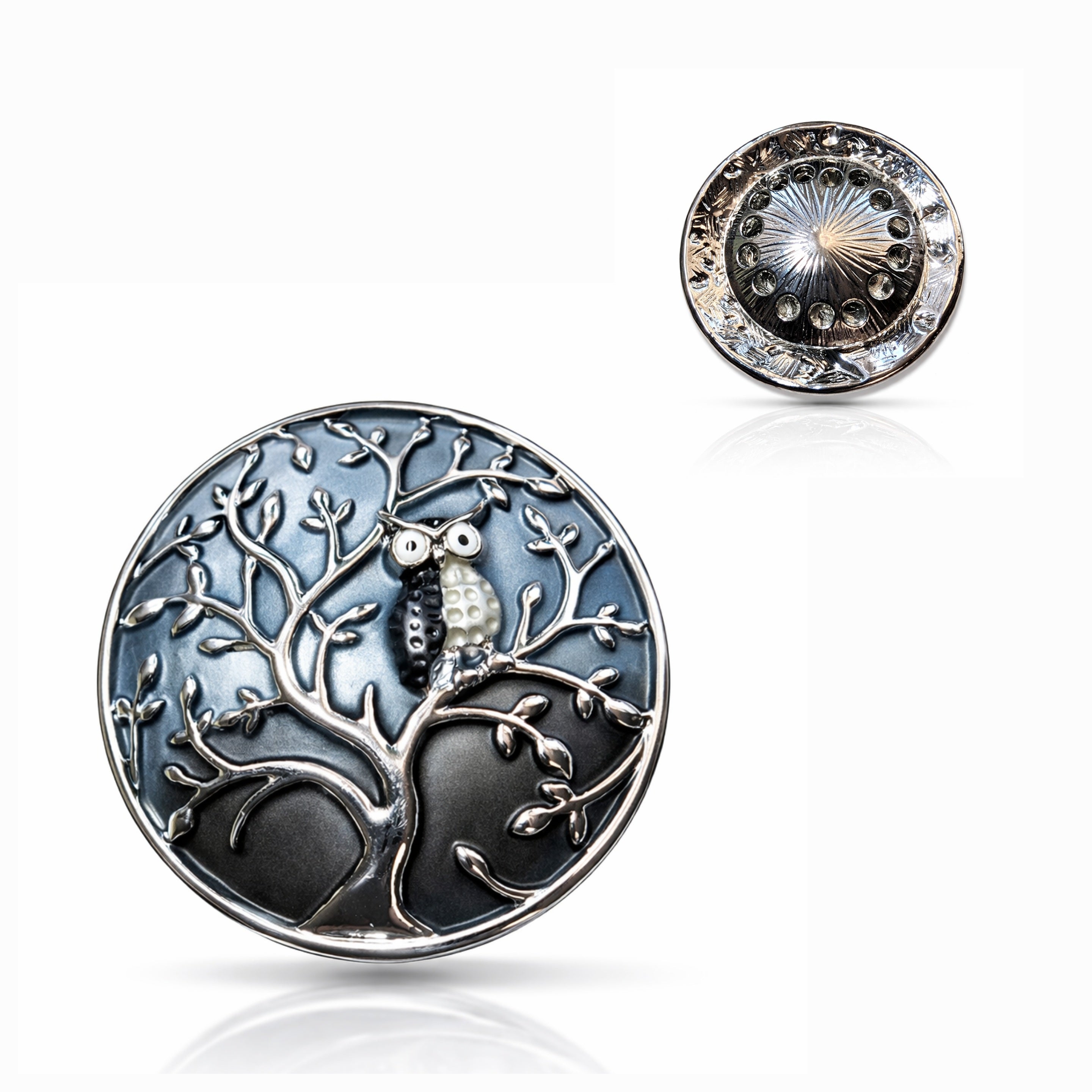 Schal-Magnet-Brosche / Albero della Saggezza / versilbert / Dein Baum