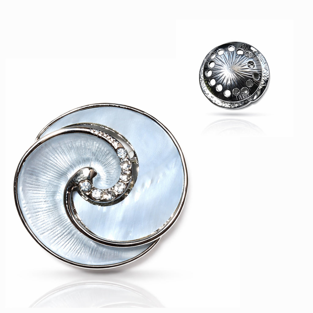 Schal-Magnet-Brosche / Luna di Perla / versilbert / Perlmutt weiß / Feminine Schönheit