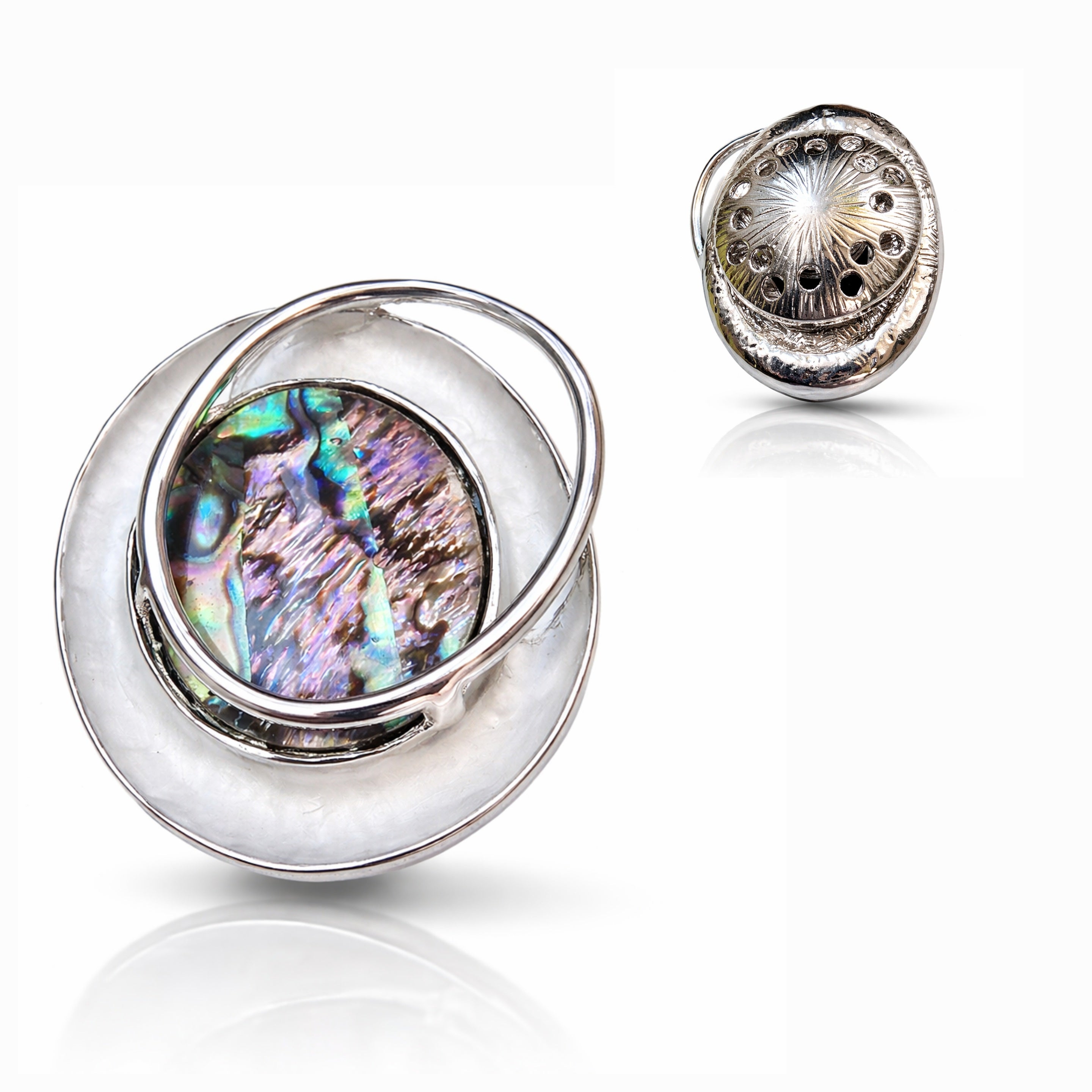 Schal-Magnet-Brosche / Abraccio del Mare / versilbert / Abalone / Statement Pieces