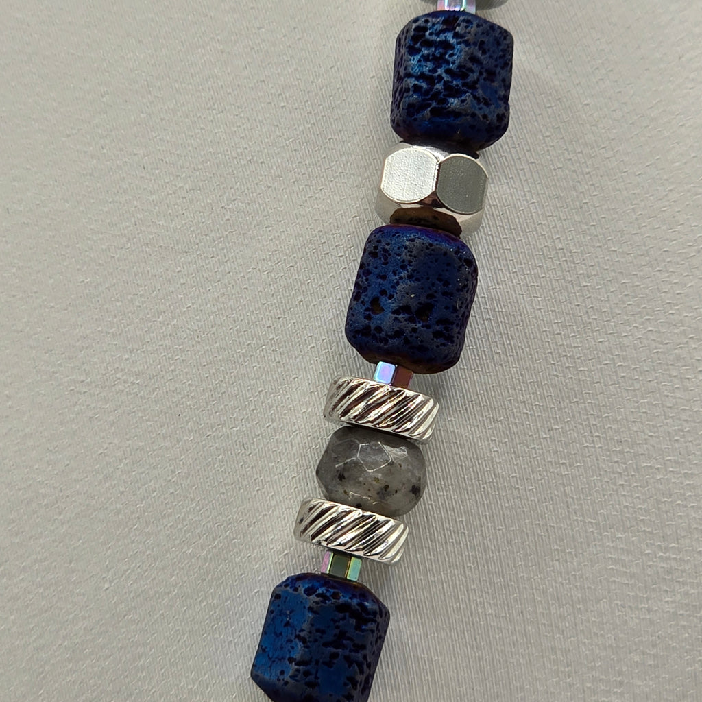 Herren Halskette / Notte Profonda / Labradorit / Edelstahl / kraftvoll + maskulin