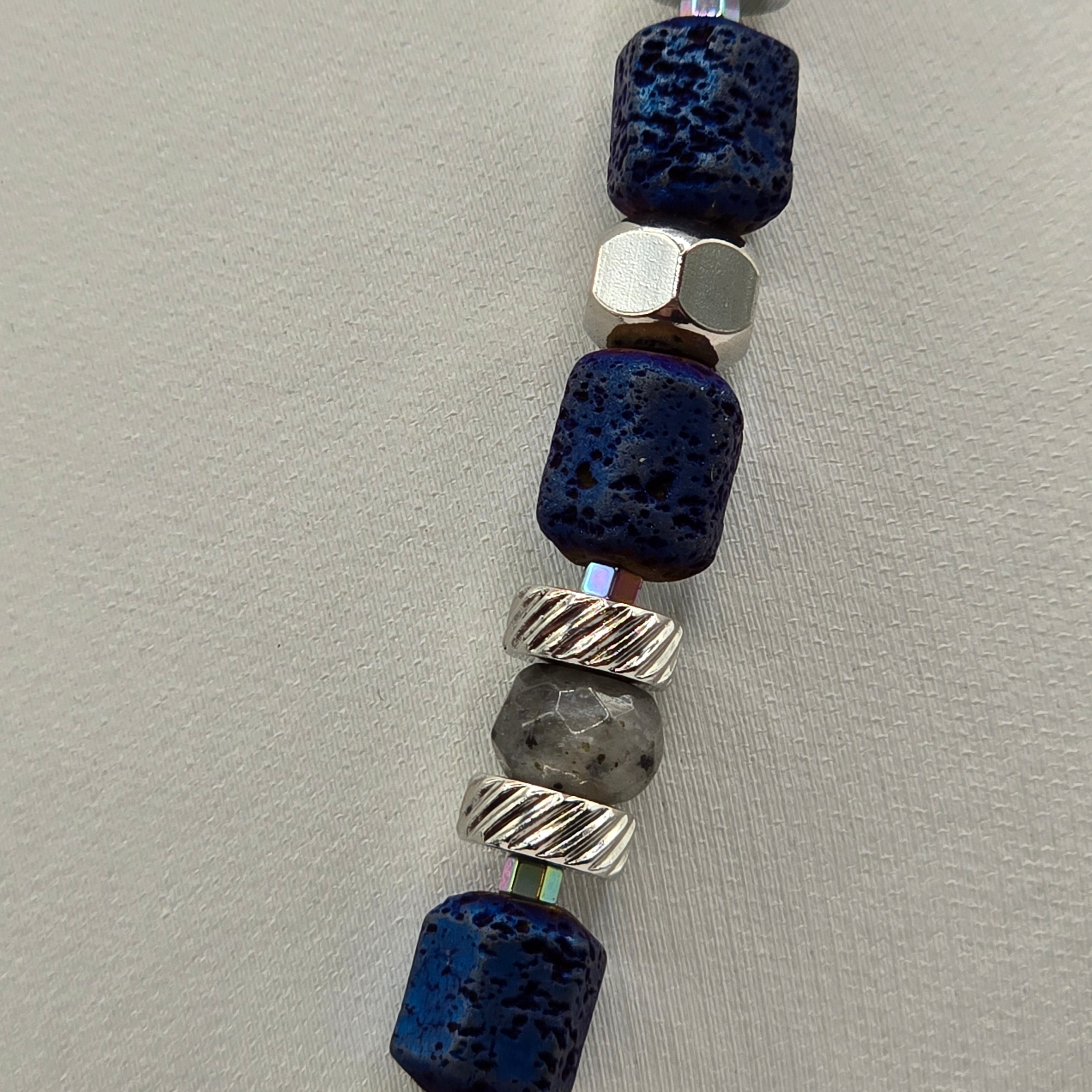 Herren Halskette / Notte Profonda / Labradorit / Edelstahl / kraftvoll + maskulin