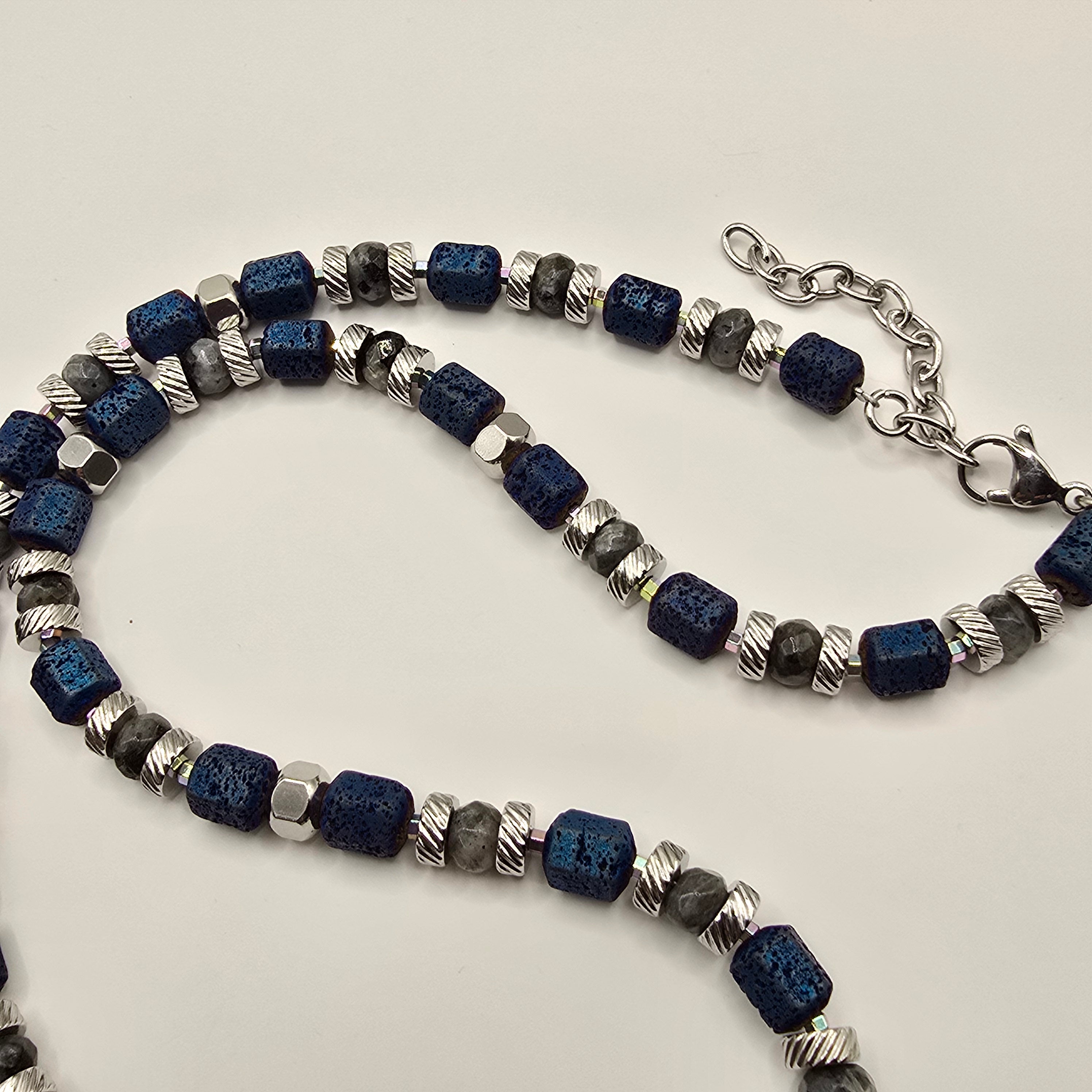 Herren Halskette / Notte Profonda / Labradorit / Edelstahl / kraftvoll + maskulin