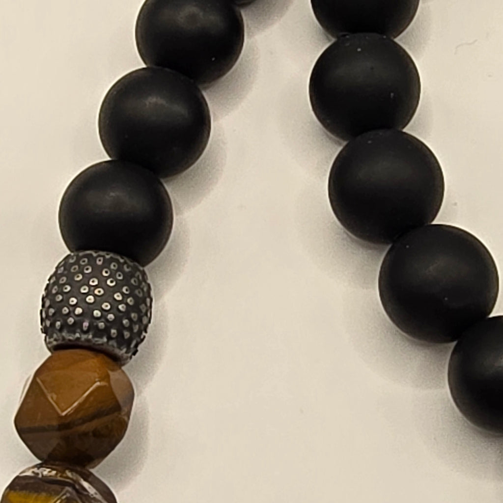 Herren Halskette / Collana Terra & Forza / Achat + Tigerauge / Edelstahl / kraftvoll + maskulin (Kopie)