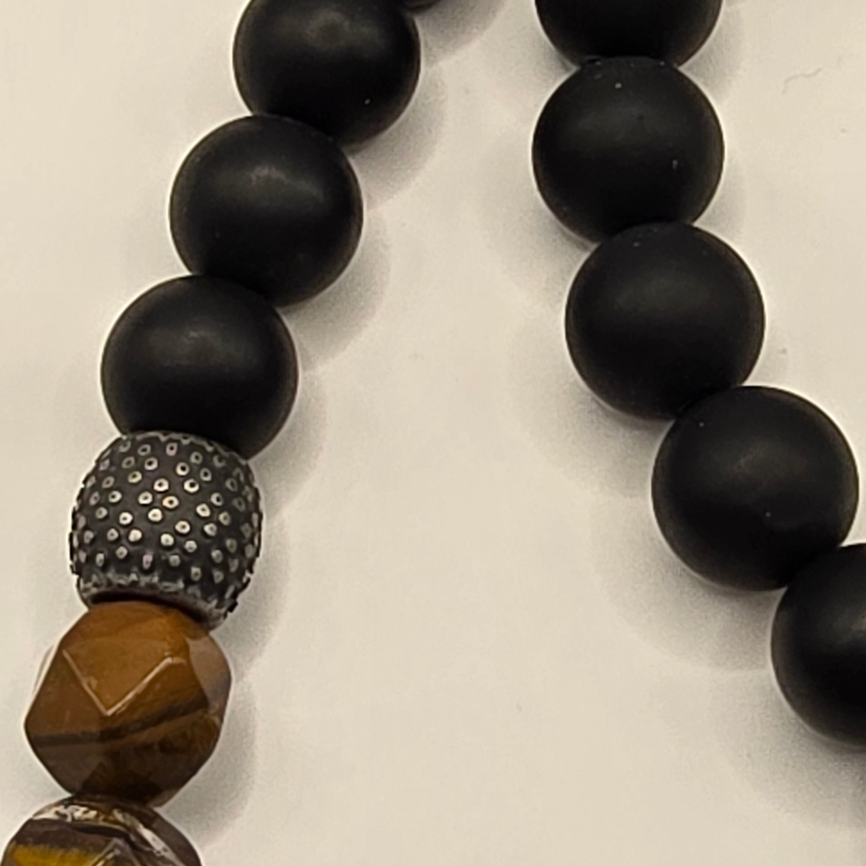 Herren Halskette / Collana Terra & Forza / Achat + Tigerauge / Edelstahl / kraftvoll + maskulin (Kopie)