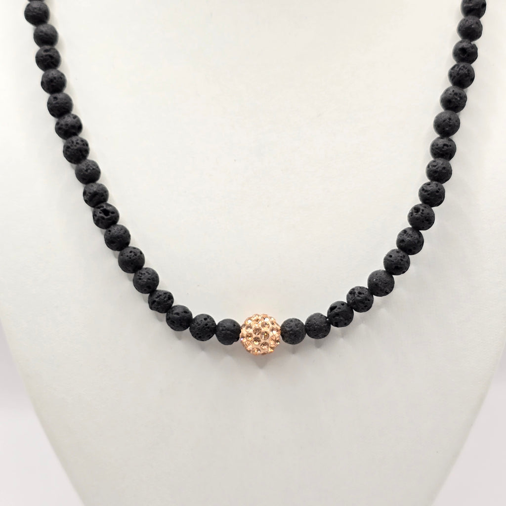 Damen Collier / Terra Nera / Edelstahl rosévergoldet / Lavaperlen / Edel + feminin