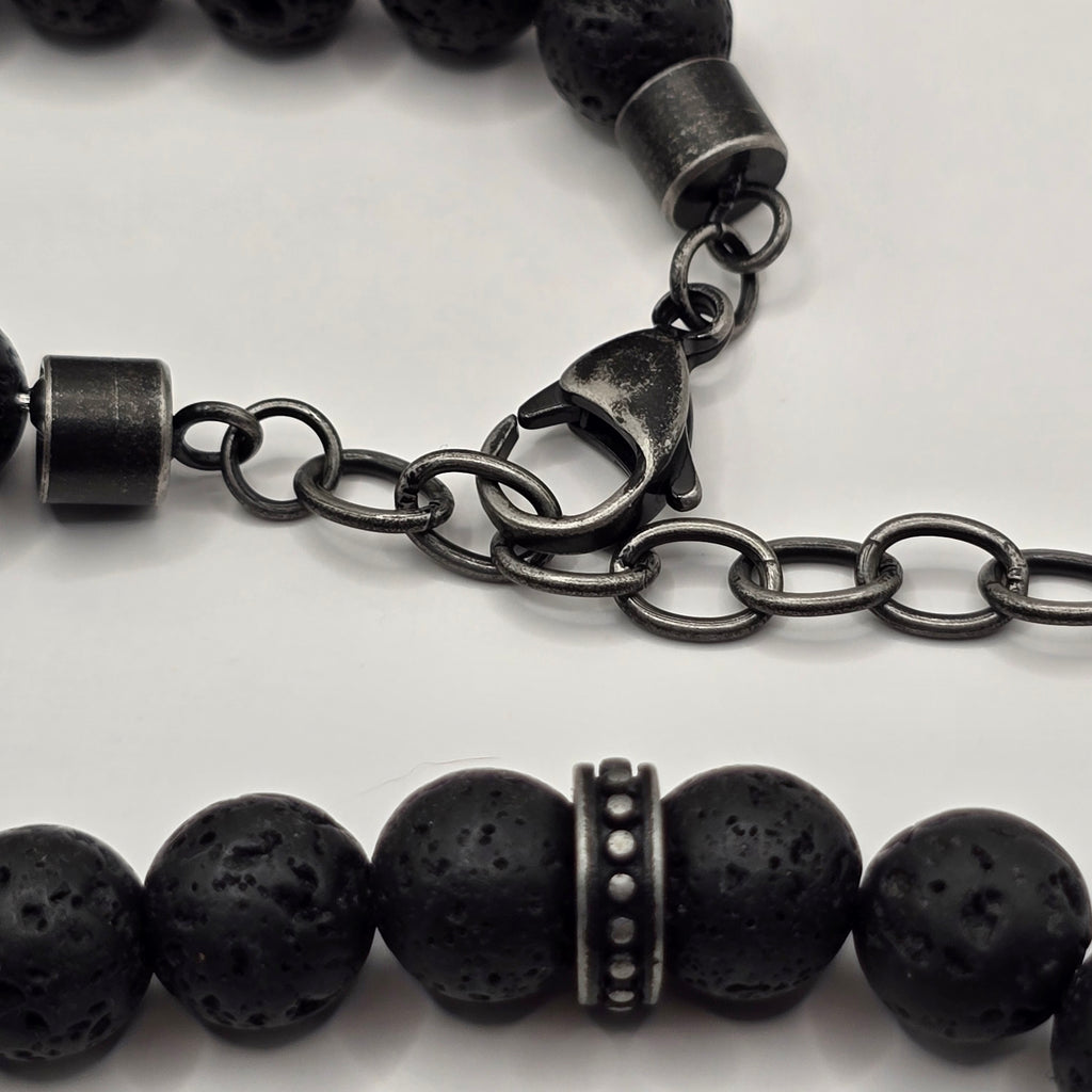 Herren Halskette / Notte Vulcanica / Lava / Edelstahl / kraftvoll + maskulin