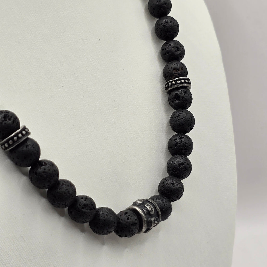 Herren Halskette / Notte Vulcanica / Lava / Edelstahl / kraftvoll + maskulin