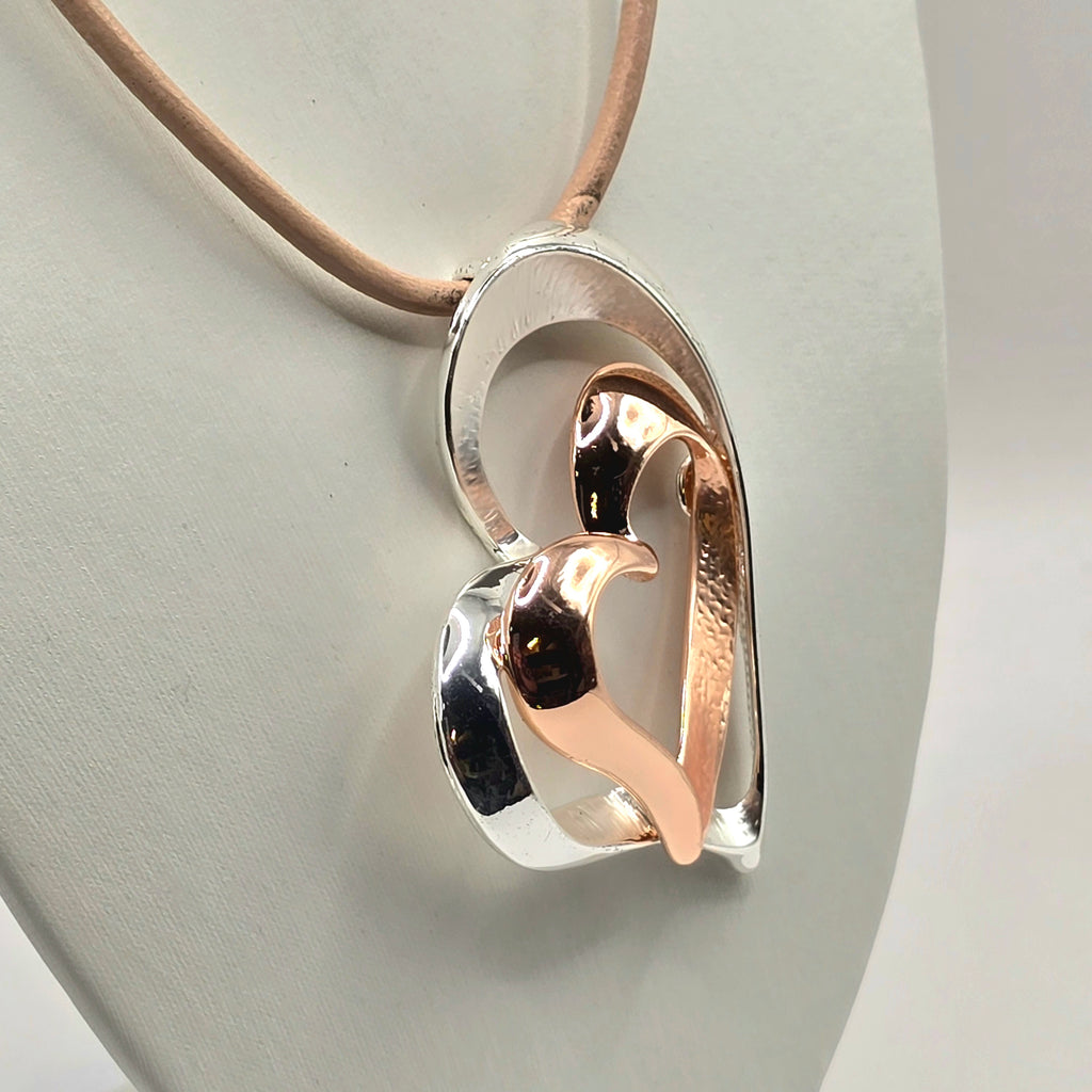 Damen Kette Band / Cuore Intrecciato / Edelstahl versilbert + rosévergoldet / Stark