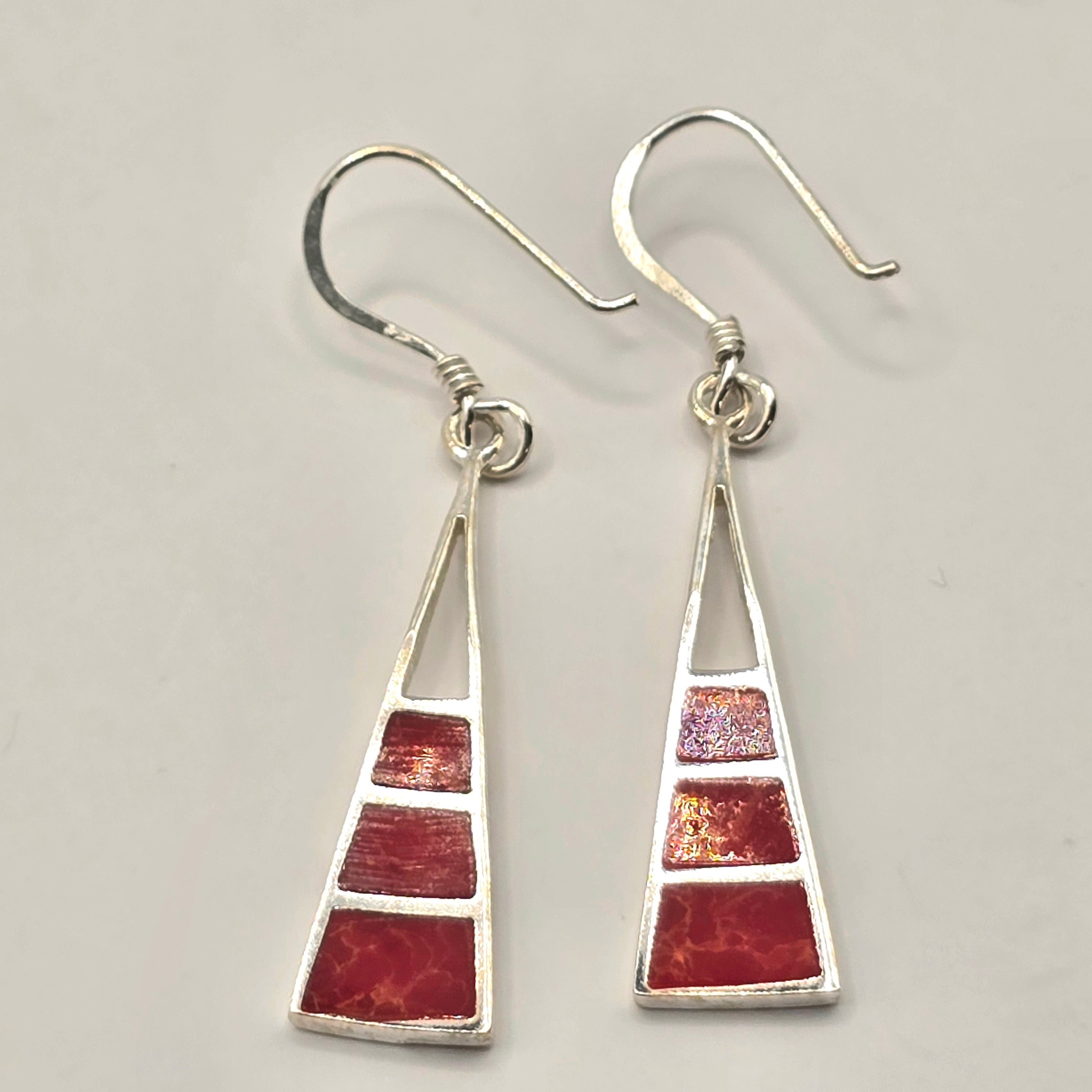 Damen Ohrringe / Triangolo Rosso / 925er Silber / Schaumkoralle /schlicht und edel