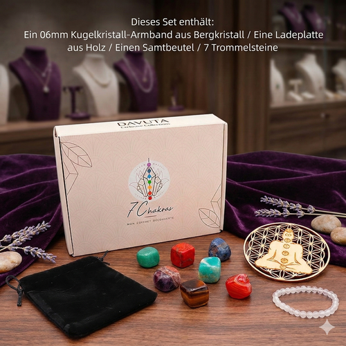 7 Chakren Set mit Bergkristallarmband by DAVUTA