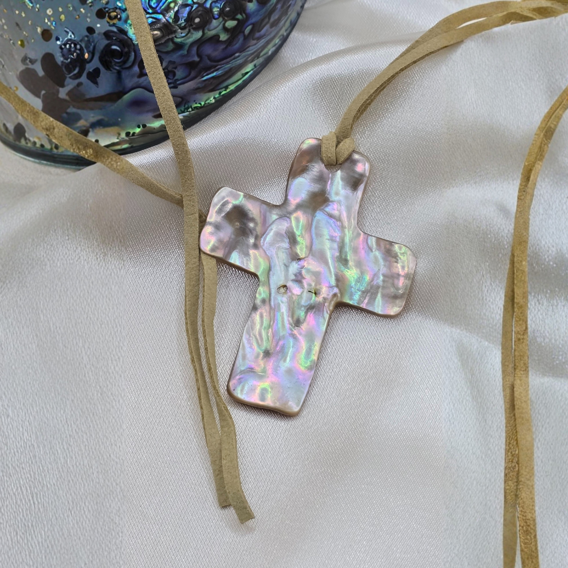 Anhänger Abalone Kreuz am Band