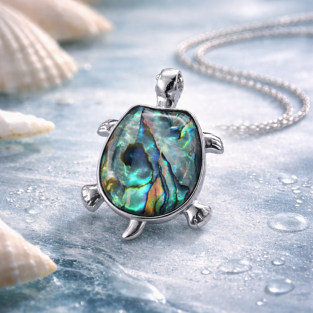 Anhänger Schildkröte Messing versilbert Abalone by DAVUTA