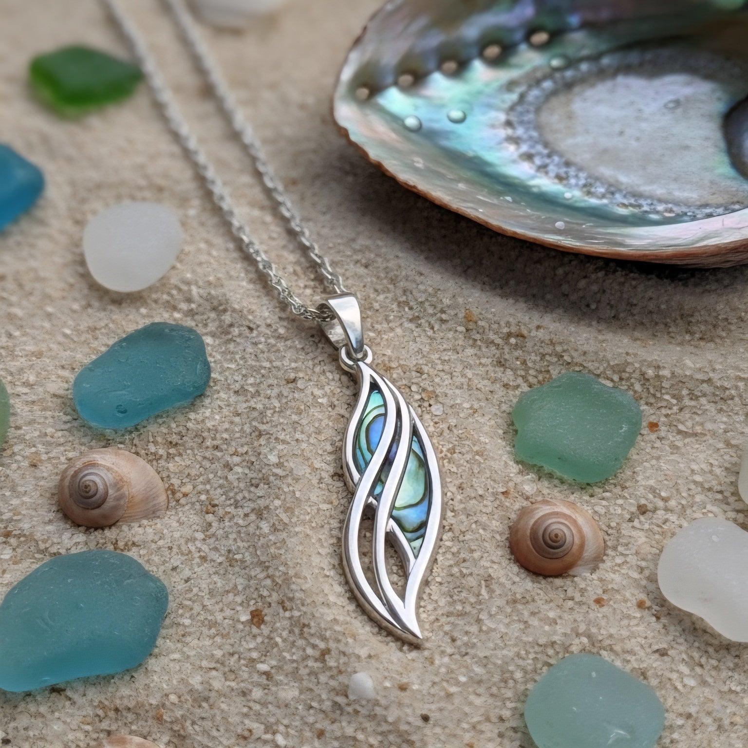 DAVUTA Spirit of the ocean Welle Anhänge mit Abalone