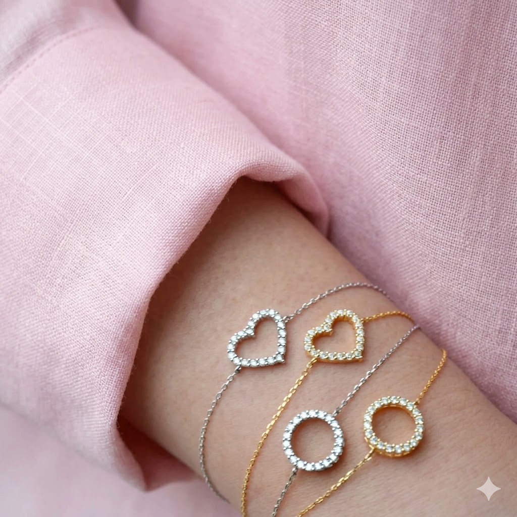 Damen Schmuck-Set Kreis / Cerchi Dorati / 925er Silber 8 K vergoldet / Zirkonia / Serie Obinor