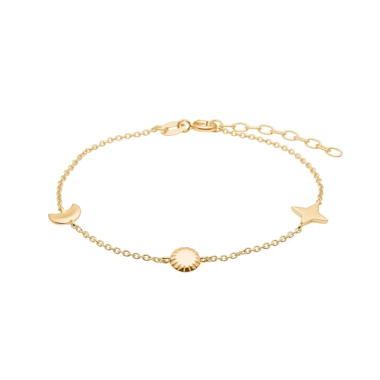Damen Armband / Universo / 925er Silber / Vergoldet 18 K / Sonne, Mond, Stern