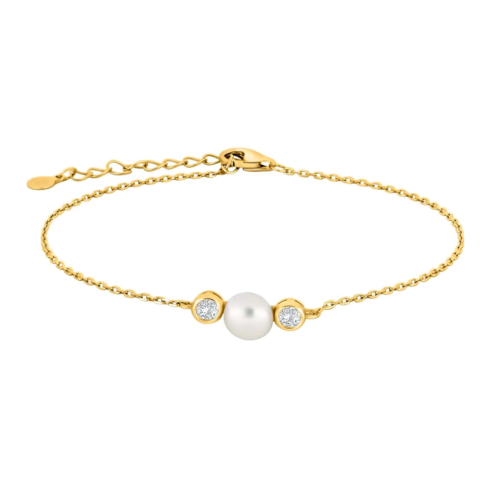 Damen Schmuck-Set Perle / Perla Serena / 925er Silber 8 K vergoldet / Zirkonia / Serie Nominor