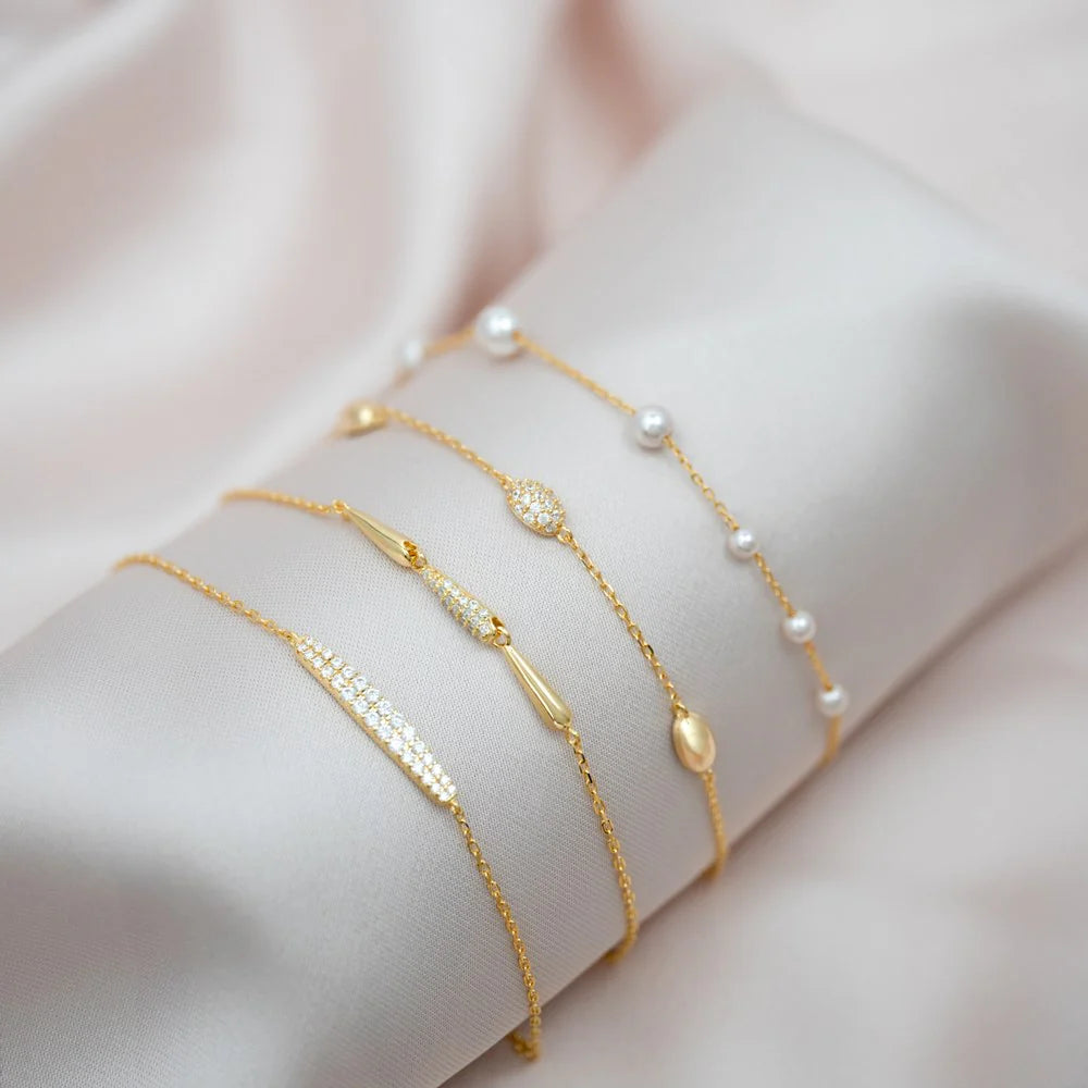 Damen Armband / Goccia Luminosa  / 935er Silber vergoldet / elegant schlicht / ROMYNOR