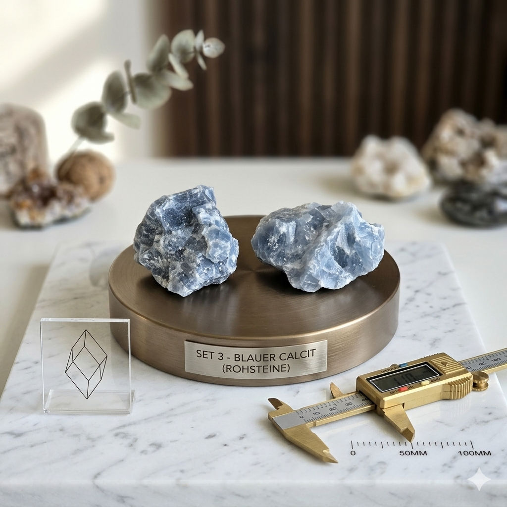 Blauer Calcit Rohstein Set No. 3 by DAVUTA