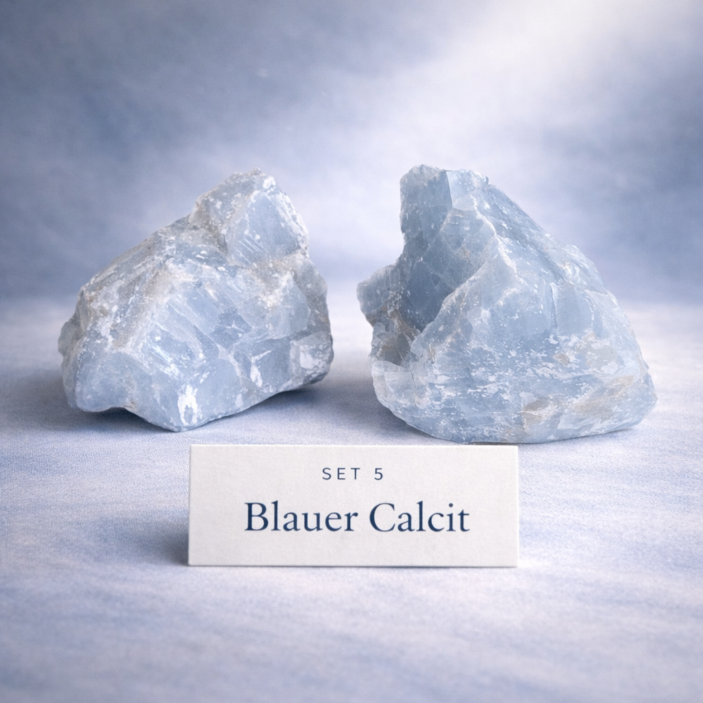 Blauer Calcit Rohstein Set No. 5 by DAVUTA