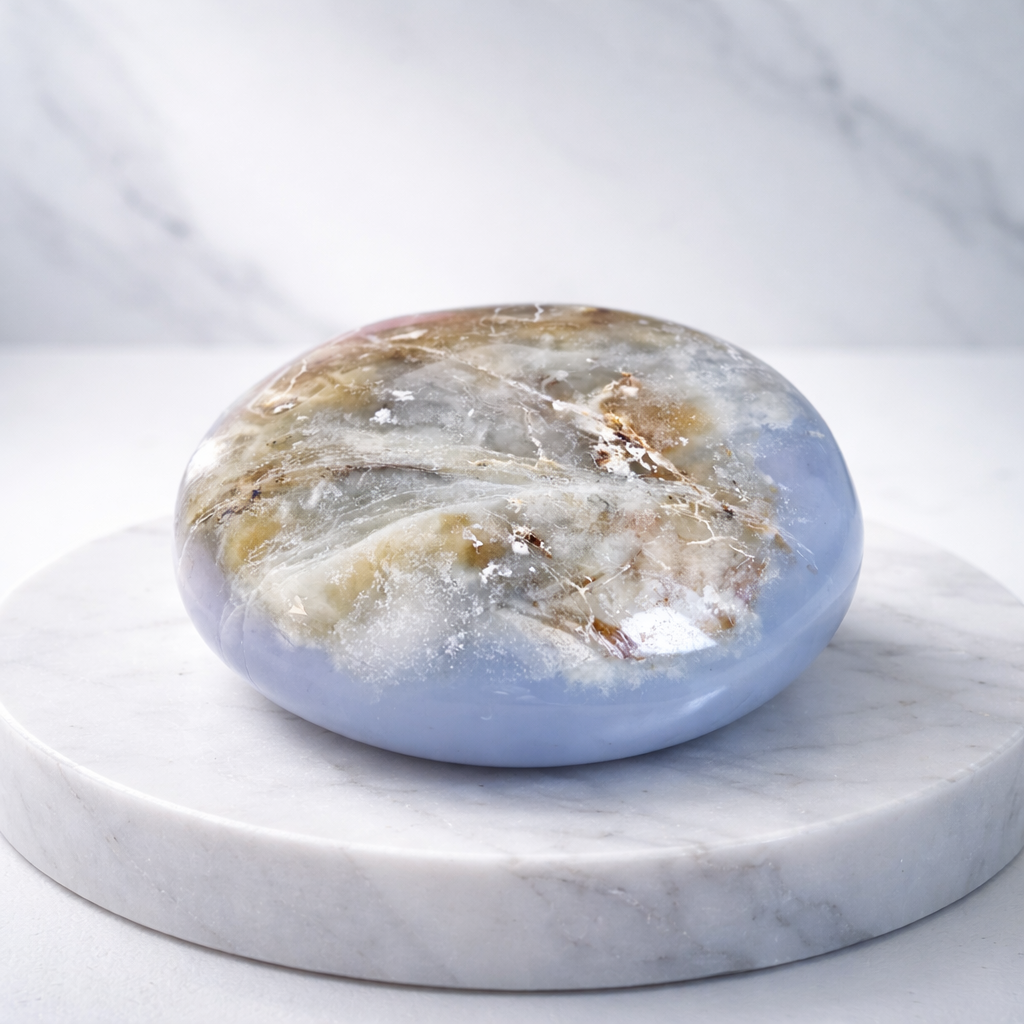 Blauer Chalzedon AA auf Matrix by DAVUTA