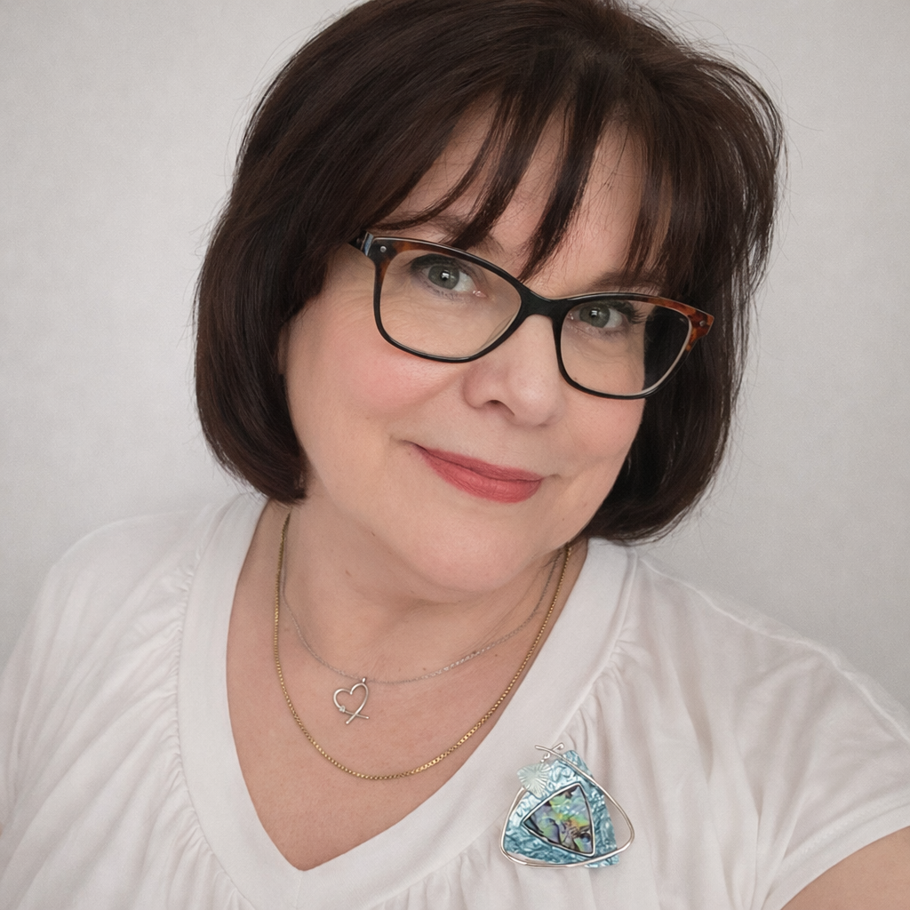 Schal-Magnet-Brosche / Triangolo dell'Oceano / versilbert / Abalone / Femininer Style