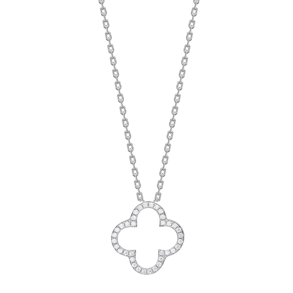 Damen Collier Kleeblatt / Fiore della Fortuna / 925er Silber / Zirkonia / feminin elegant / Serie Pamelanor
